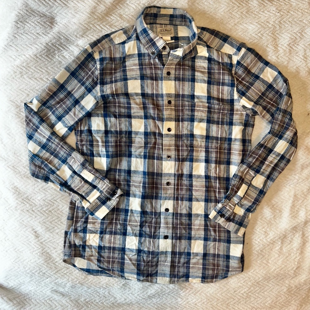L.L. Bean Blue and Cream Checkered Shirt